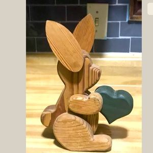 Wooden Easter Bunny with Adjustable Ears Home Deco